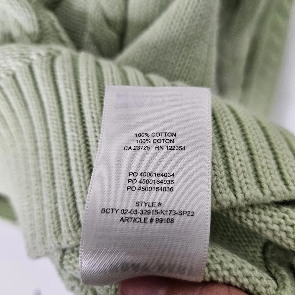 Aritzia Sunday Best Lamora Cardigan Sz 2XS Cable Knit Sweater Green Oversize - Picture 11 of 11